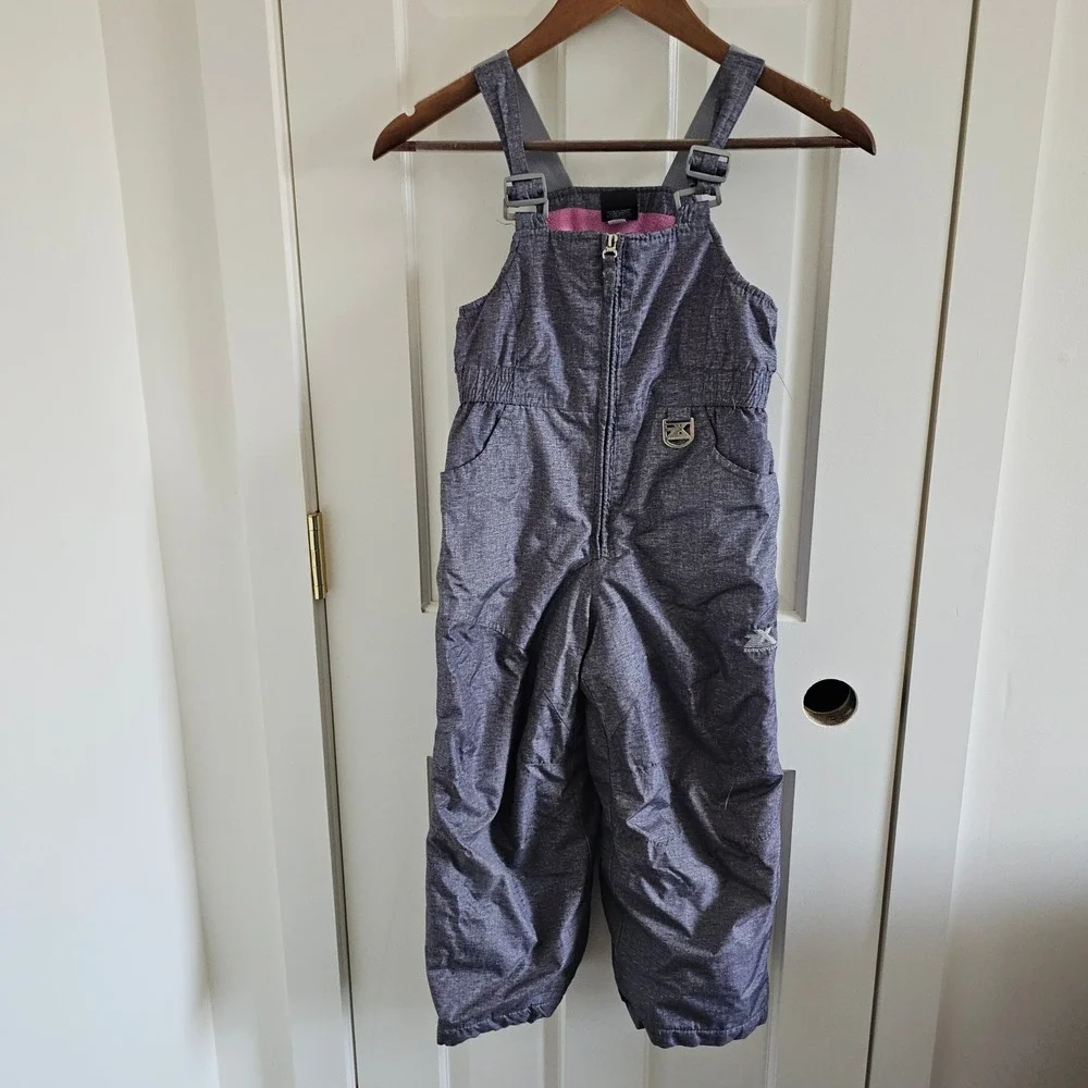 ZeroXposur Girls Heather Grey Snow Bibs Insulated Winter Overalls Size 4/5